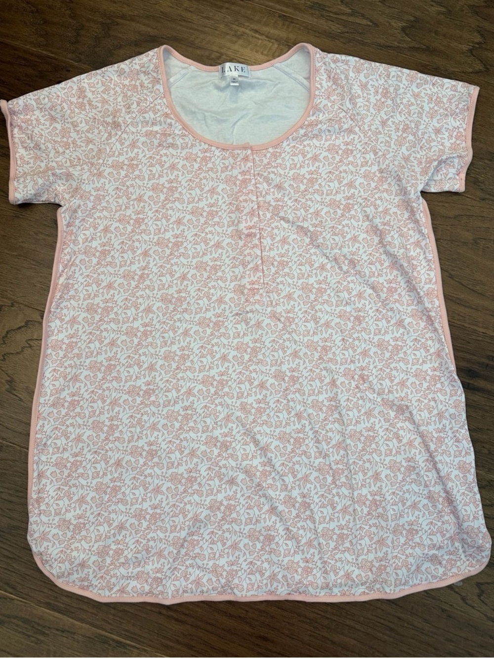 LAKE Pajama Pink Floral Short Sleeve button Top Only